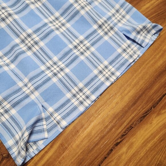 NWOT Shein Baby Blue Plaid Mini Skirt w/ Slits Size Small - Picture 6 of 6